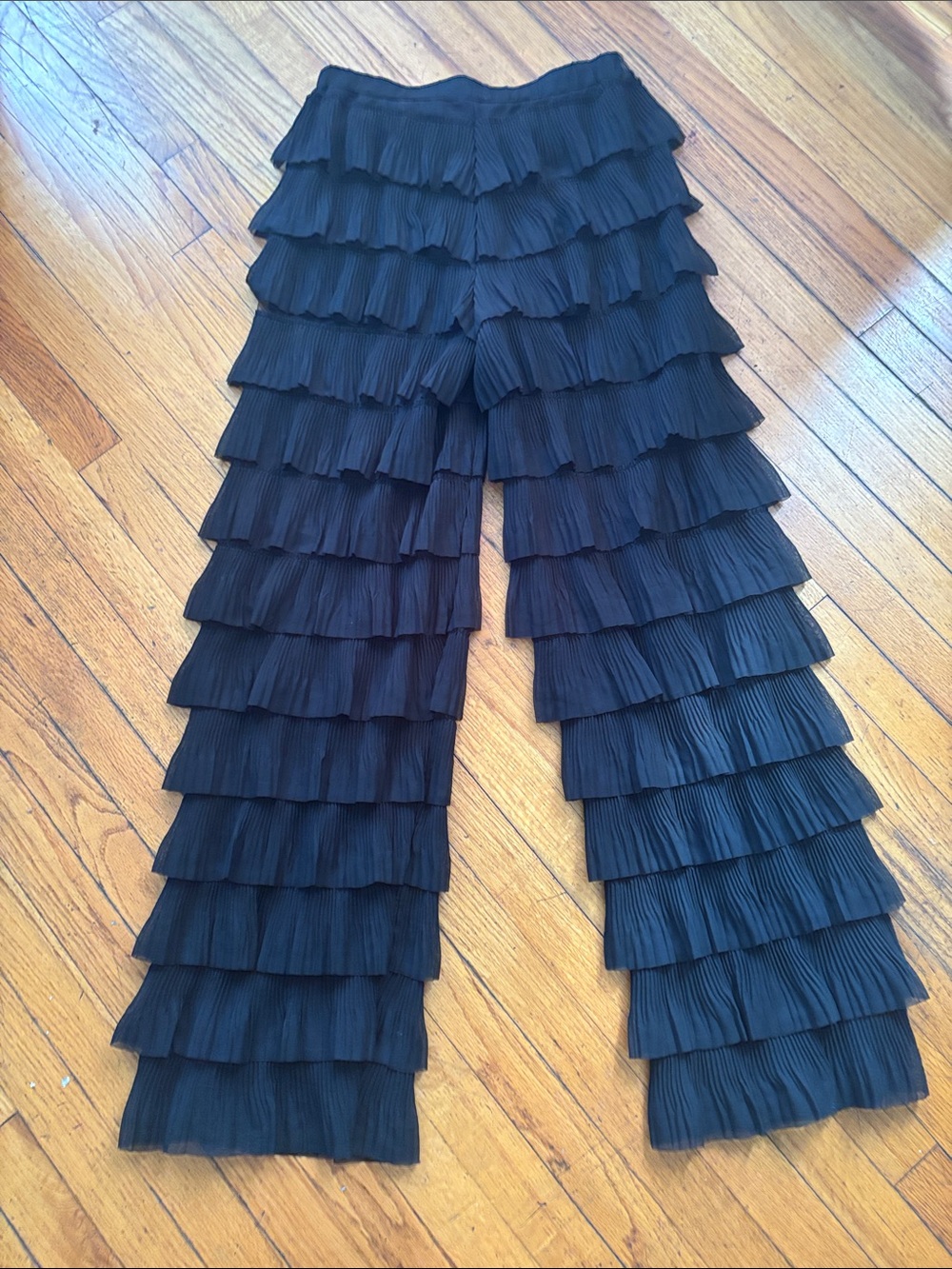 Zara Black Layered Ruffle Skirted Pants for women